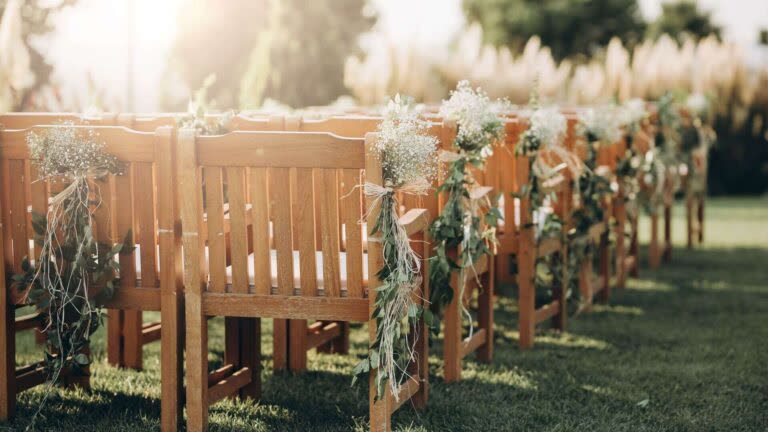 An outdoor wedding setup for a mobile ceremony in Florida